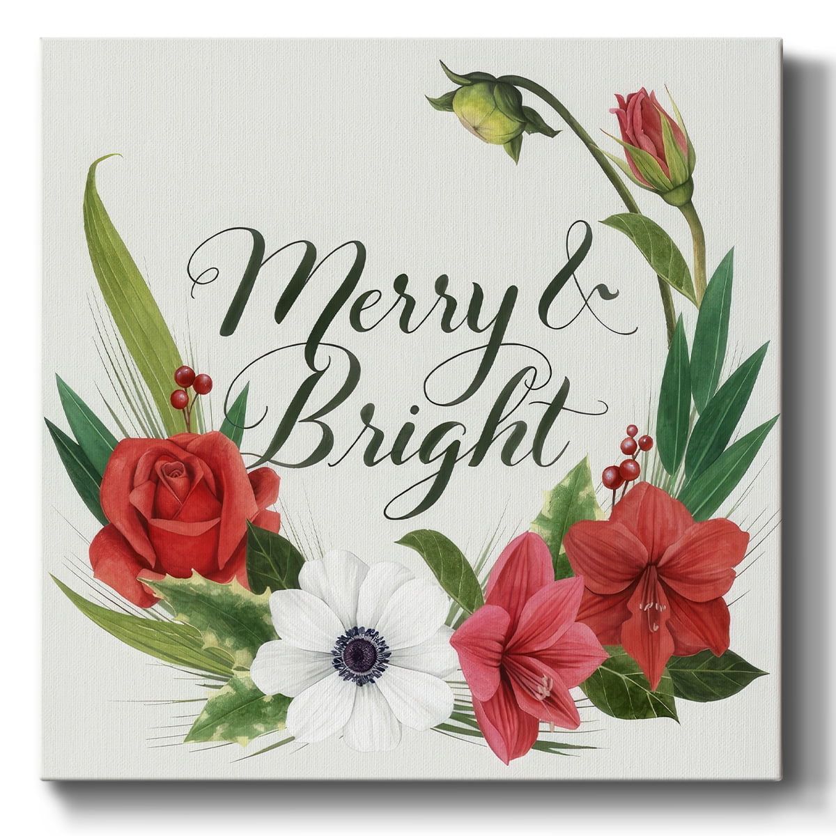 Christmas Flora Wreath II- Gallery Wrapped Canvas