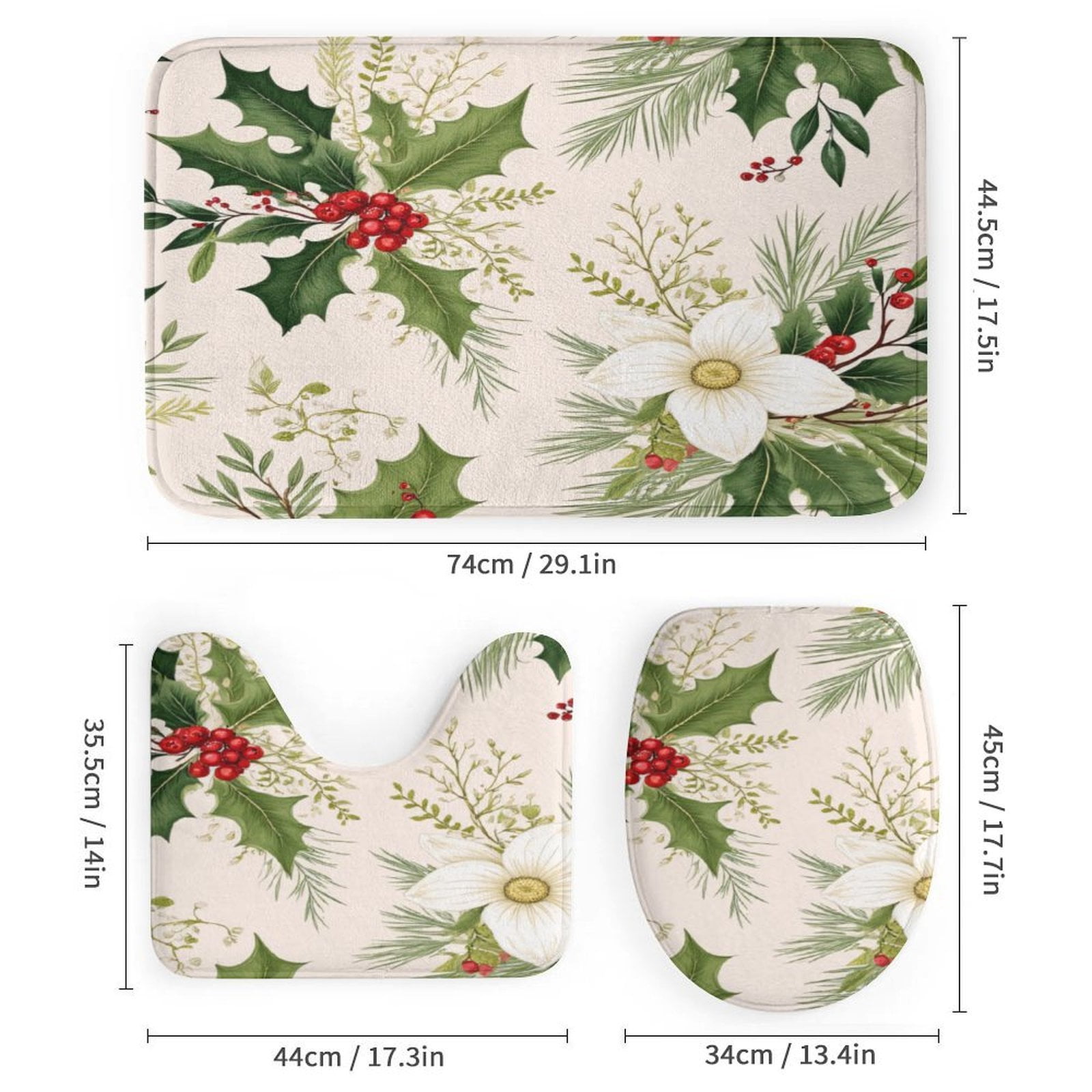 Christmas Floral Pattern Bathroom Mats Sets 3 Piece Bath Mat Earth Christmas Floral Pattern Bathroom Mats Sets 3 Piece Bath Mat Earth