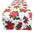 thumbnail image 1 of Christmas Floral Poinsettia and Holly Mistletoe Polyester Cotton Decorative Table Runner, 1 of 5