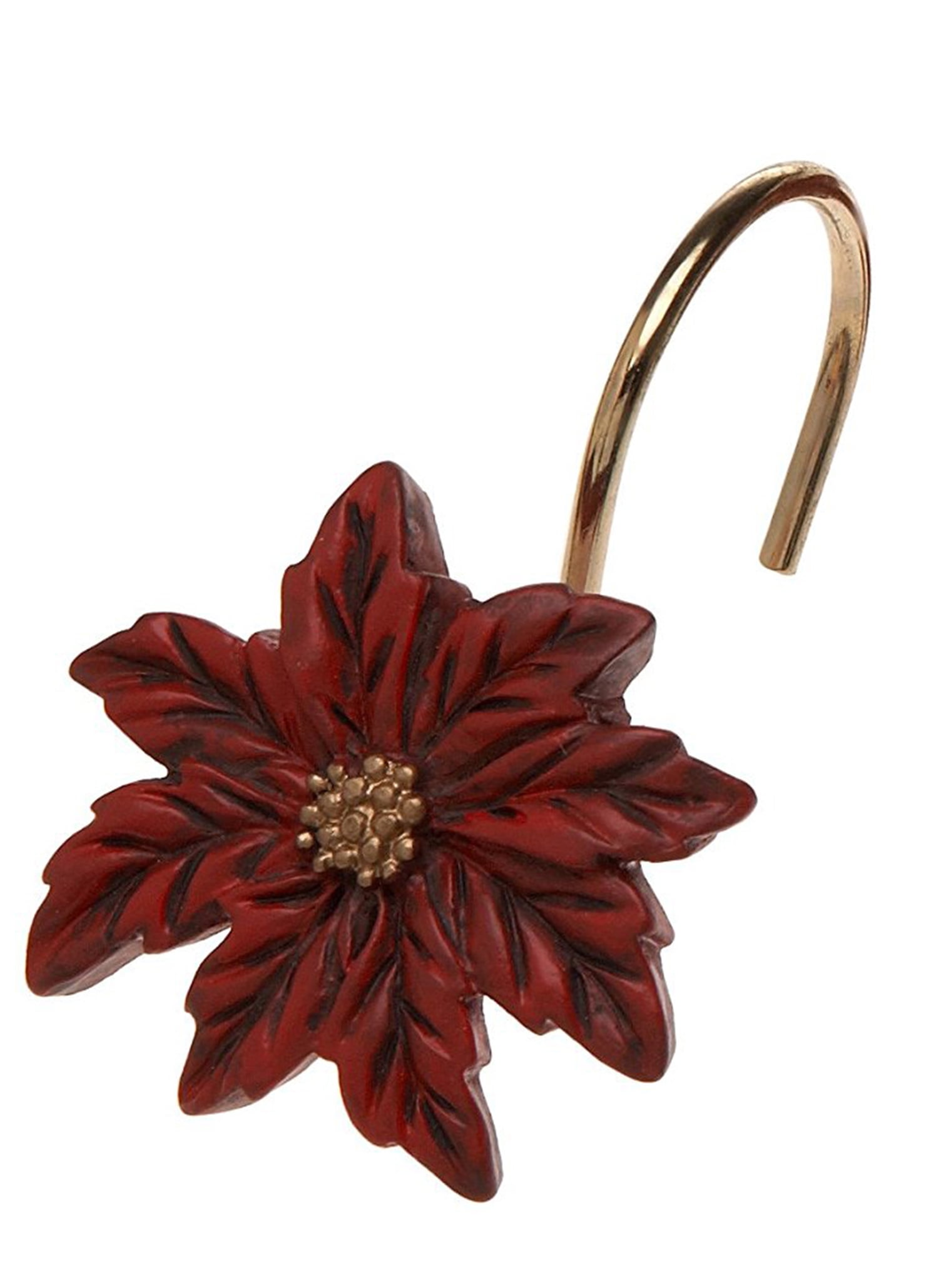 Christmas Floral" Resin Shower Curtain Hooks