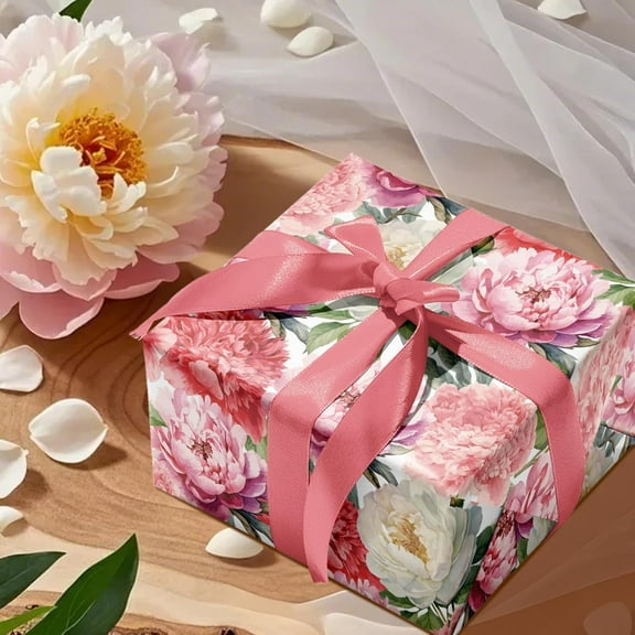 Christmas Floral Wrapping Paper Roll Purple Flower Wrapping Paper for Girls Women Birthday Wedding Bridal Shower