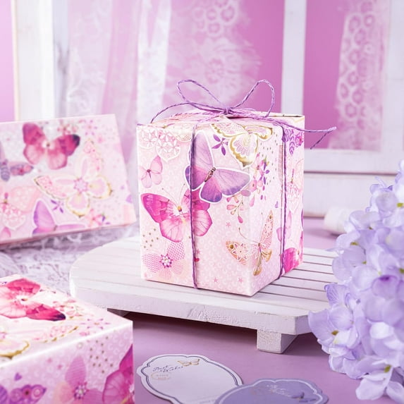 Christmas Floral Wrapping Paper Roll Purple Flower Wrapping Paper for Girls Women Birthday Wedding Bridal Shower