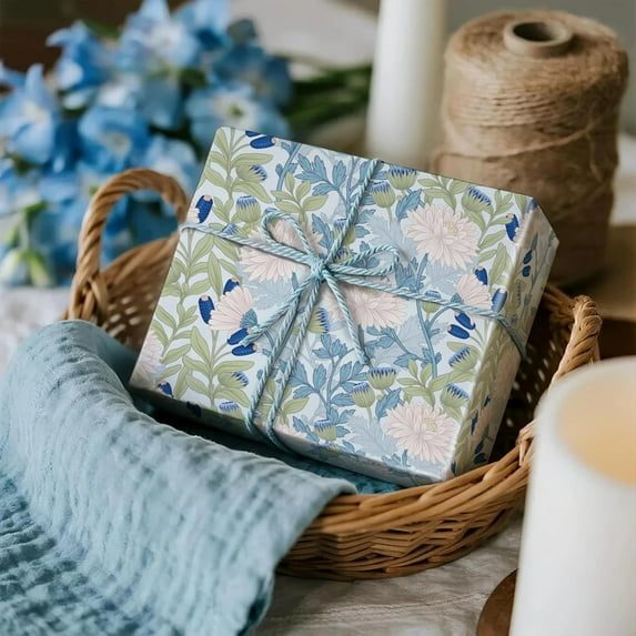 Christmas Floral Wrapping Paper Roll Vintage Botanical Garden Elegant Dark Green Gift Wrap for Women Birthday Wedding Mother's Day Party Christmas Winter Holiday, 58x23in, 1 Roll