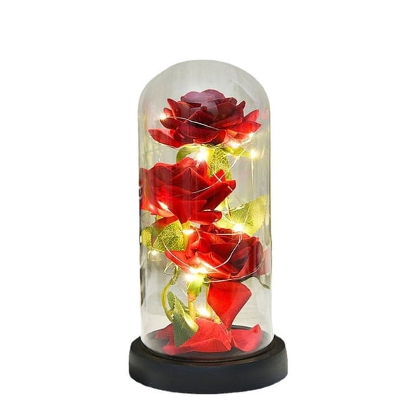 Christmas Flower Gifts for Women, Rose in Glass Dome with Light Modes,Eternal Rose Romantic Xmas Gift for Her,Xmas Birthday Gifts for Women Mom Wife Girlfriend,Silk Red Rose