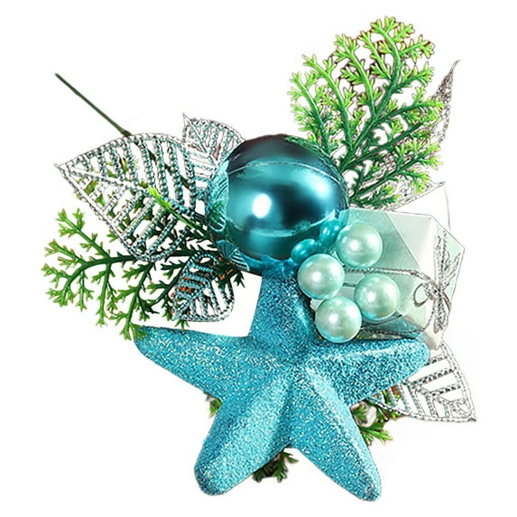 Christmas Flower Picks, Christmas Glitter Flowers Picks and Spray Ornament with Berries and Pinecone Gift Box for Xmas Tree Wreath Vase Table Centerpiece, 1 Pcs, 9.06x5.91"
