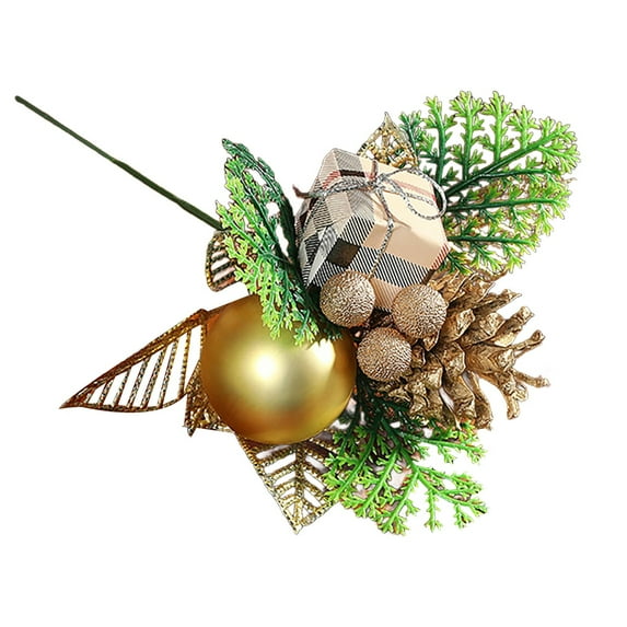 Christmas Flower Picks, Christmas Glitter Flowers Picks and Spray Ornament with Berries and Pinecone Gift Box for Xmas Tree Wreath Vase Table Centerpiece, 1 Pcs, 9.06x5.91"