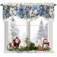 thumbnail image 1 of Christmas Flower Tie Up Valances Curtain, Blue Poinsettia Floral Xmas Winter Vintage Adjustable Rod Pocket Short Window Treatment Tie Up Curtains Valances for Kitchen Living Room Bathroom 54x18 In, 1 of 9