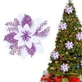 thumbnail image 1 of Christmas Flowers,5.7 Inch Christmas Poinsettia,Glitter Faux Flowers Christmas Artificial Flowers Tree Ornaments Topper Xmas Decorations(White,Purple), 1 of 9
