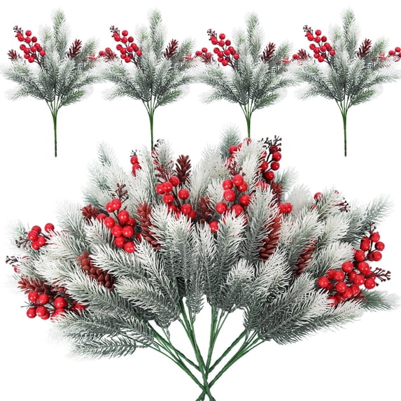 Christmas Flowers, Artificial Christmas Flowers, Holiday Greenery, Red Berry Stems, Winter Floral Decor, White Artificial Christmas Bouquet with Red Berries and Greenery, Faux Holiday Flower