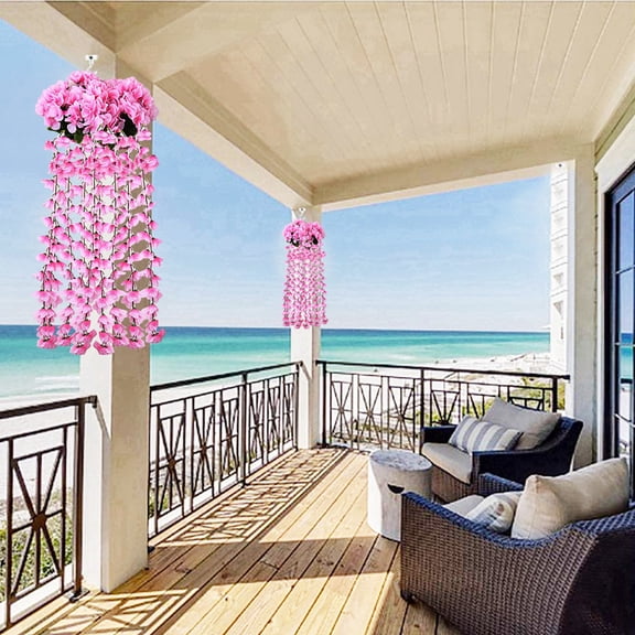 Christmas Flowers Artificial Clearance! 2Pc Decorative Flowers Simulation Violet Wall Hanging Flower Vine Window Balcony Hanging Artificial Flower Decoration 2Pcs Pink