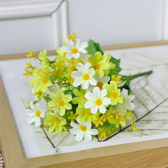Christmas Flowers Artificial Clearance! Simulation Flower Small Daisy Jumping Orchid Chrysanthemum Artificial Flower 28 Heads Green and White Jumping Orchid Chrysanthemum
