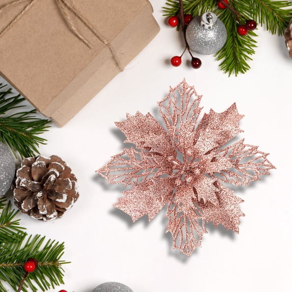Christmas Flowers Christmas Decor Christmas Tree Decorations Garland Decoration Glitter Christmas Ornaments Artificial Flowers Christmas Decorations Indoor Wreath Decor