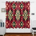 thumbnail image 1 of Christmas Flowers Red Curtains Grommet Black Out 63 Inch Length Curtain Drapes for Bedroom Living Room 2 panels set, 1 of 5