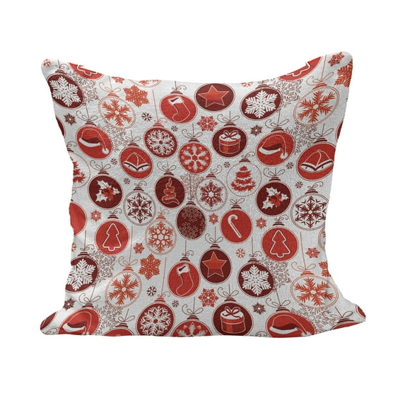 Christmas Fluffy Throw Pillow Cushion Cover, Classical Themed Old Fashioned Celebration Carols Winter Design Patterns, Decorative Square Pillow Case, 40" x 40", White and Vermilion, by Ambesonne