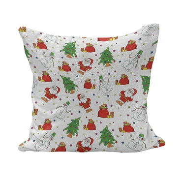 Christmas Fluffy Throw Pillow Cushion Cover, Xmas Santa Claus Tree on Colorful Polka Dot Backdrop Surprise Boxes Art, Rectangle Accent Pillow Case, 36" x 16", Green and Red, by Ambesonne