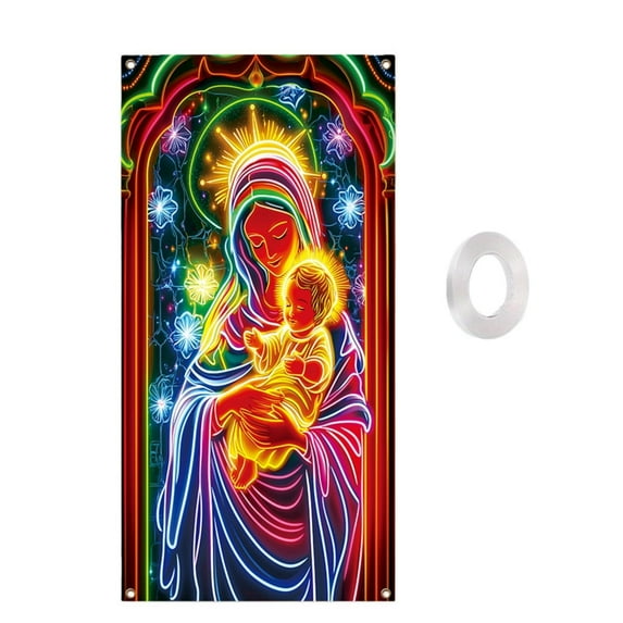 Christmas Fluorescent Door Curtain, Glow in the Dark PVC Doorway Cover with Luminous Effect, Party Entrance Decoration for Christmas, Halloween, Gaming Room or Festival Event Backdrop