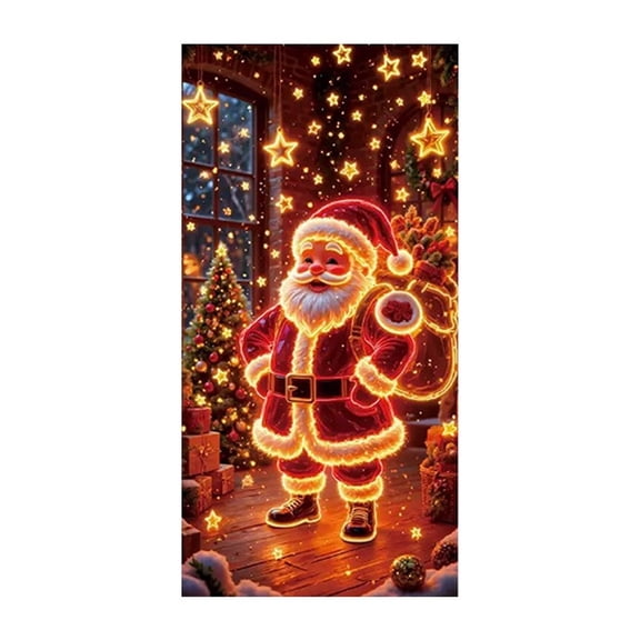 Christmas Fluorescent Hanging Cloth Banner, For Door Cover Background Holiday Party Decoration, 90*180Cm Christmas Decorative Cloth For Home Office Event Decor