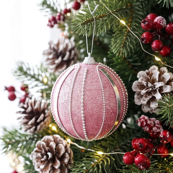 Christmas Foam Ball Ornaments, Shatterproof Glittered Hanging Pendants, for Holiday Party, Xmas Tree Decor