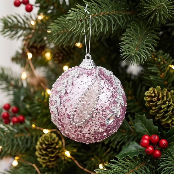 Christmas Foam Ball Ornaments, Shatterproof Glittered Hanging Pendants, for Holiday Party, Xmas Tree Decor