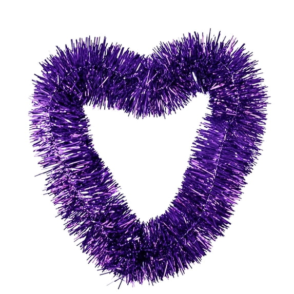 Christmas Foil Garland, Purple - Fluffy Metal Wire Fringe Decor, Durable & Easy to Shape for Holiday Tree Wall Rail Home Office Event Decorations, 50ft Long