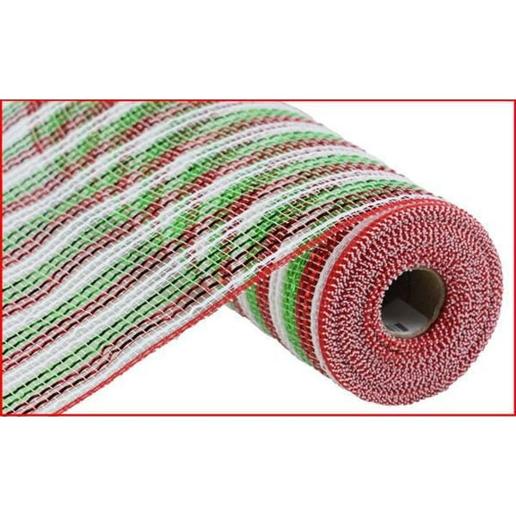 Christmas Foil Mesh -10.25" x 10yd Wide Red White Lime - Poly Deco Mesh