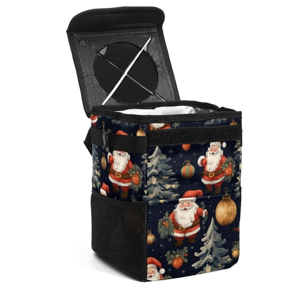 Christmas Foldable Car Garbage Can with Lid, Leak-Proof Mini Trash Can, Hanging Storage Bag - Car Trash Bin for Travel and Commuting