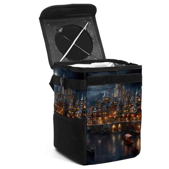 Christmas Foldable Car Trash Can with Lid, Leak-proof, Hanging Storage Bag - Car Trash Bin, Trash Can for Car, Car Garbage Can