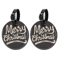 thumbnail image 1 of Christmas Font 2Pcs PU Leather Round Luggage Tags with Privacy Cover and Name ID Tag for Suitcase, Handbags, Backpacks, School Bags, 1 of 6