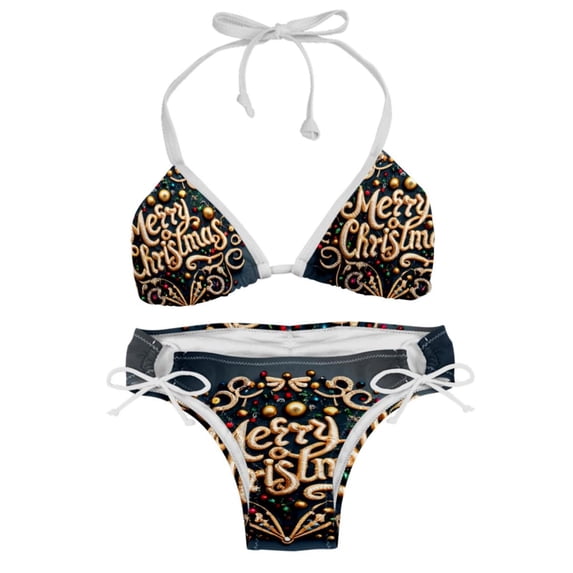 Christmas Font Detachable Sponge Adjustable Strap Bikini Set Two-Pack, Great for All Scenes, One-Piece Swimsuits, Swim Suits