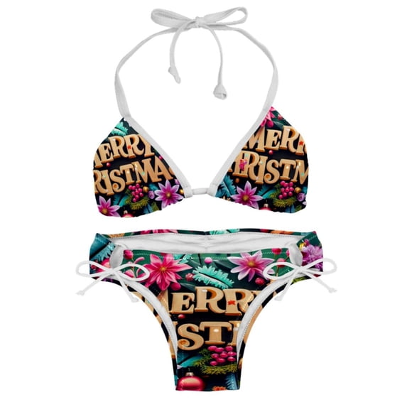 Christmas Font Detachable Sponge Adjustable Strap Bikini Set Two-Pack, Great for All Scenes, One-Piece Swimsuits, Swim Suits