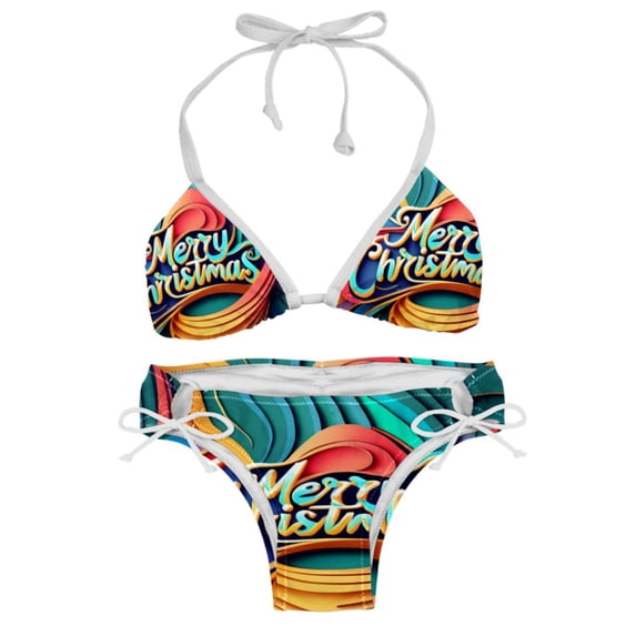 Christmas Font Detachable Sponge Adjustable Strap Bikini Set Two-Pack, Great for All Scenes, One-Piece Swimsuits, Swim Suits