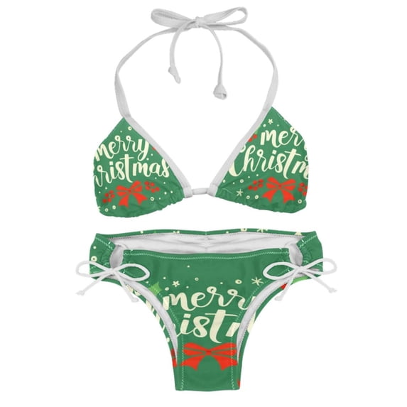 Christmas Font Detachable Sponge, Adjustable Strap, Bikini Set Two-Pack Swim Suit – Beach, Pool, Vacation