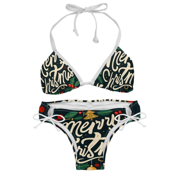 Christmas Font Detachable Sponge Adjustable Strap Bikini Set Two-Pack Swimsuit Women Bikini Sets