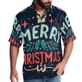 thumbnail image 1 of Christmas Font Men's Button Down Hawaiian Print Short Sleeve Casual Summer Beach Shirts, 1 of 6