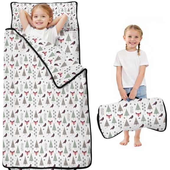 Christmas Forest Pattern Toddler Nap Mats for Kids Preschool,51"x22" Sleeping Mat Bag or Kids,Toddler Sleeping Bag,Toddler Nap Mat or Daycare