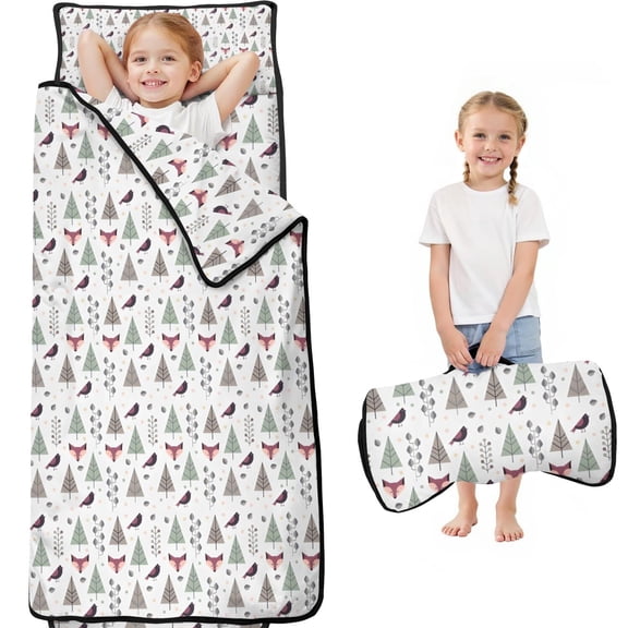 Christmas Forest Pattern Toddler Nap Mats for Kids Preschool,59"x22" Sleeping Mat Bag or Kids,Toddler Sleeping Bag,Toddler Nap Mat or Daycare