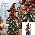 thumbnail image 1 of Christmas Forest Witch Resin Tabletop Figurine, Snowy Pine Tree Dress Witch Statue with Lantern & Staff, Winter Holiday Mantel Shelf Decor for Home Party 1PC, 1 of 5