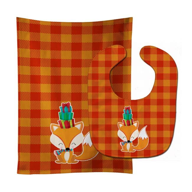 Christmas Fox Baby Bib & Burp Cloth