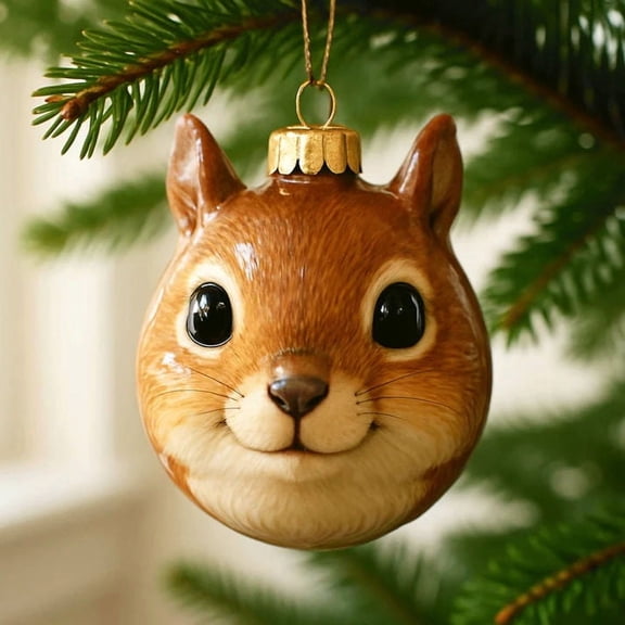 Christmas Fox Head Ornament, Unique Animal Themed Christmas Bauble, Handcrafted Resin Fox Head Decoration for Tree, Holiday Party Decor, Fun & Creative Holiday Hanging Accessory