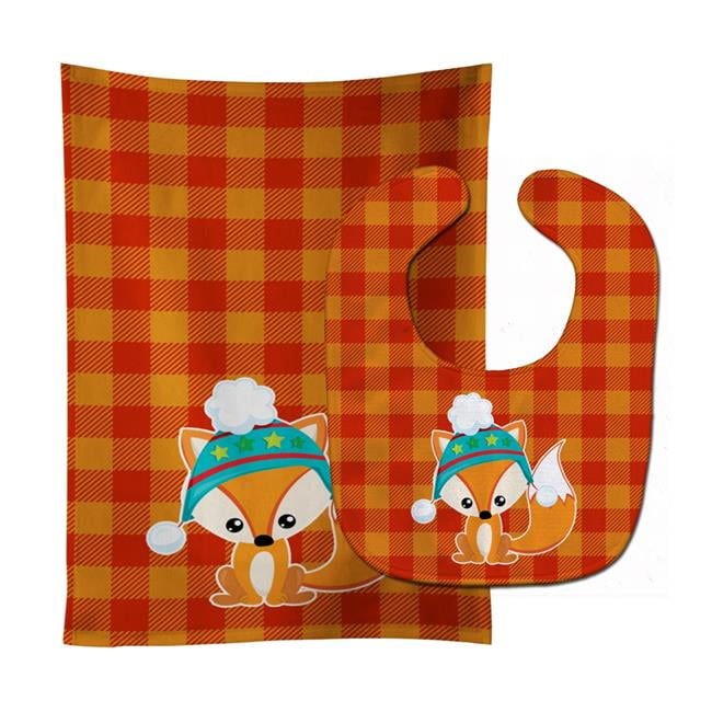 Christmas Fox No.2 Baby Bib & Burp Cloth