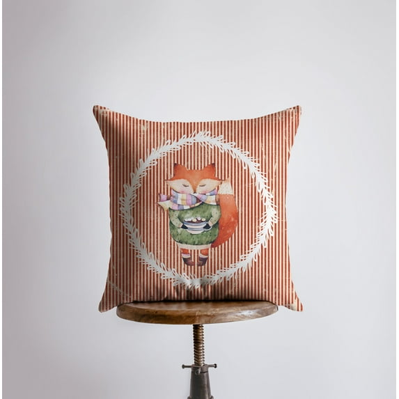 Christmas Fox with hot Cocoa | Pillow Cover | Red Fox | Christmas Decor | Throw Pillow | Room Decor Home Decor Bedroom Decor | Sister Gift
