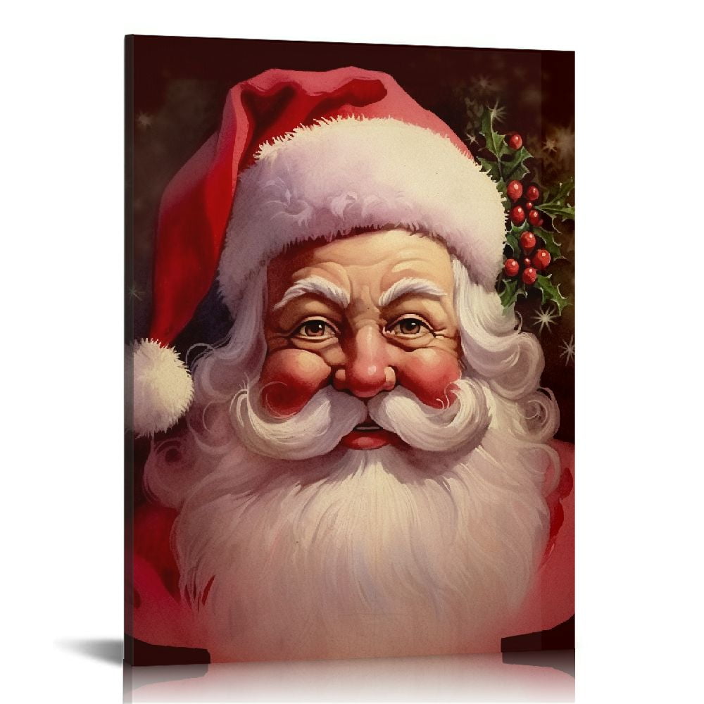 Christmas Framed Canvas Wall Art for Living Room Santa Claus Wall Decor