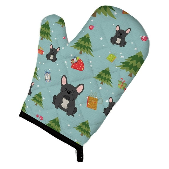 Christmas French Bulldog Black Oven Mitt