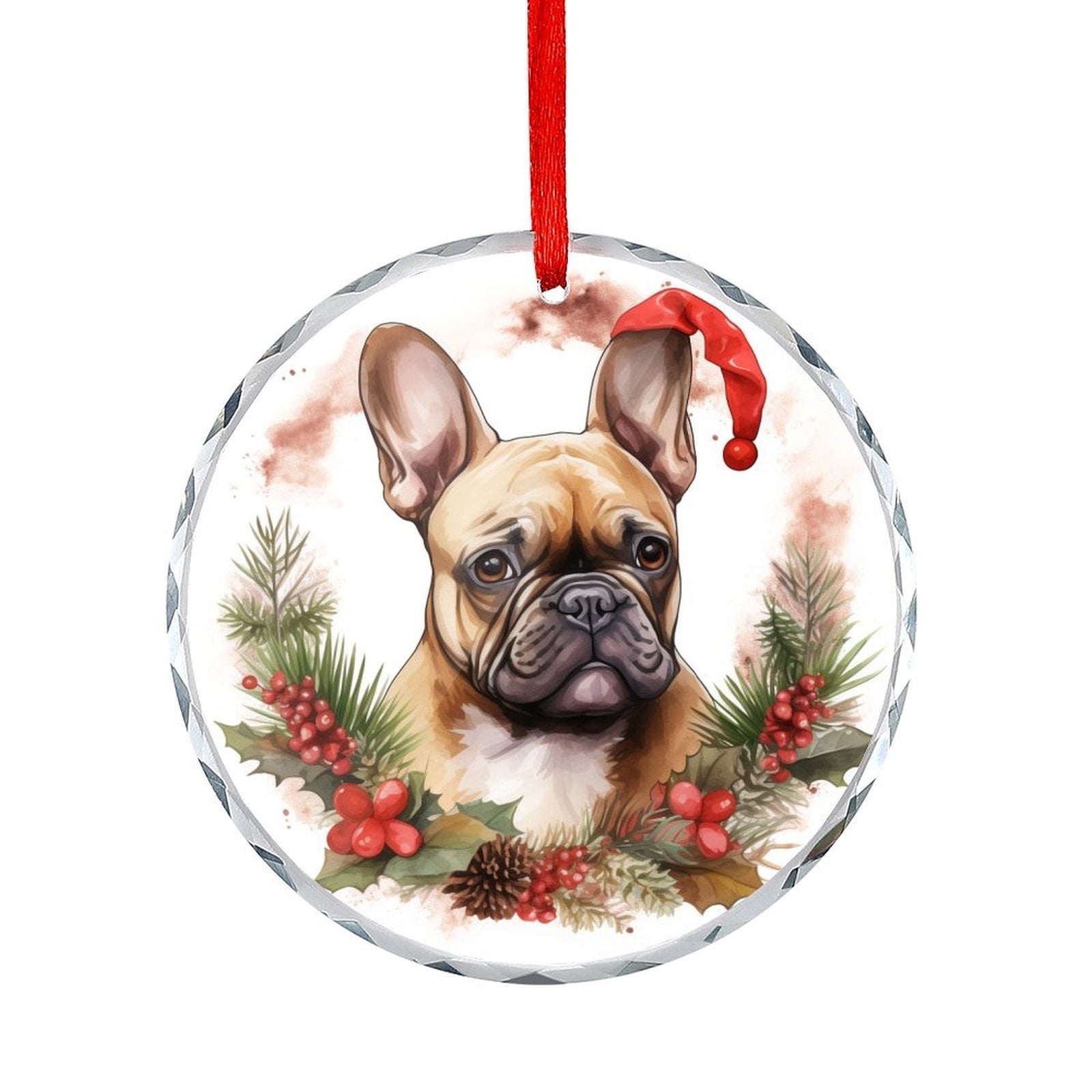 Christmas French Bulldog Glass Ornament Dog Decorations Gifts Christmas