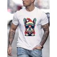 thumbnail image 1 of Christmas French Bulldog Print T Shirt, Tees For Men, Casual Short Sleeve T-shirt For Summer, 1 of 6