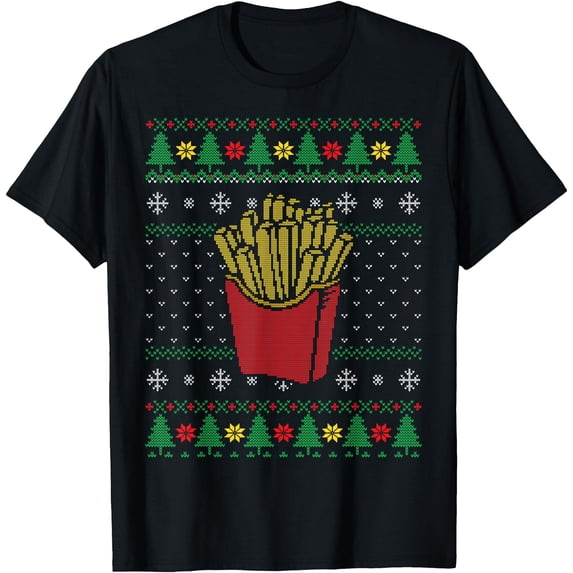 Christmas French Fries Ugly Sweater, Pommes Frites Fast Food T-Shirt ...