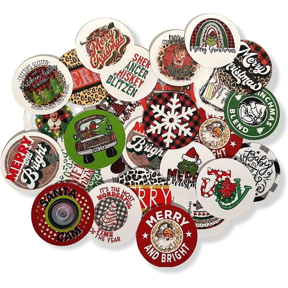 Christmas Freshie Round CardStock 2.5" inches  32 pk  Mixed Holiday Card stock cut out circles Supplies for Scented Aroma Beads Circle Molds Car Candle Random