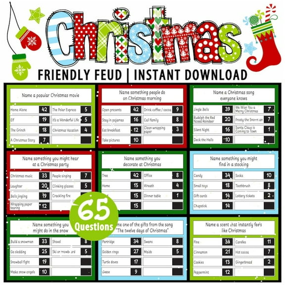 Christmas Friendly Feud Game | Family & Adult Trivia | Office Party Game