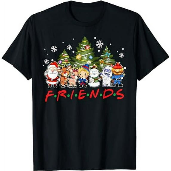 Christmas Friends Santa Rudolph Snowman Family Xmas Pajamas T-Shirt
