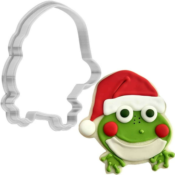Christmas Frog Wearing Santa Hat Cookie Cutter 4 Inch Made in USA by WONDERTORY